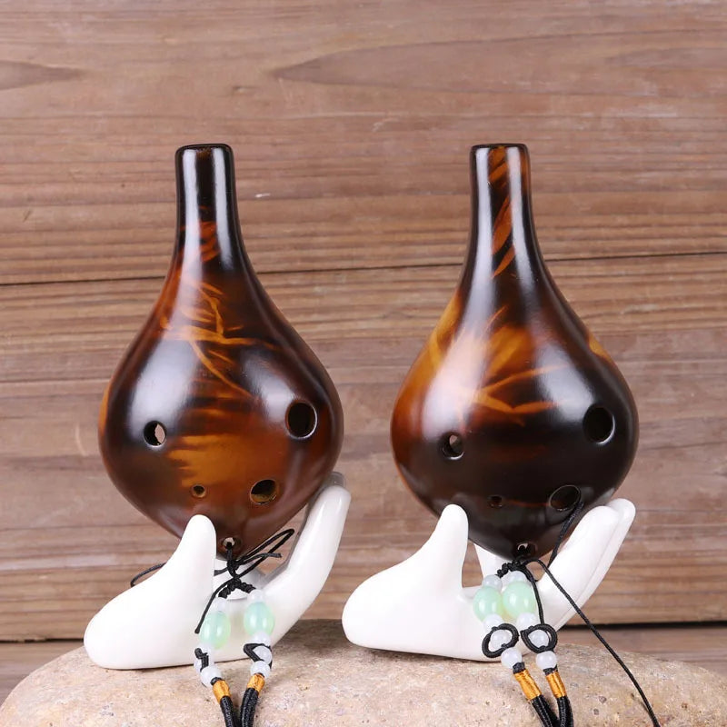 Beautiful 6 Hole Small Strawfire Ceramic Alto C Ocarina