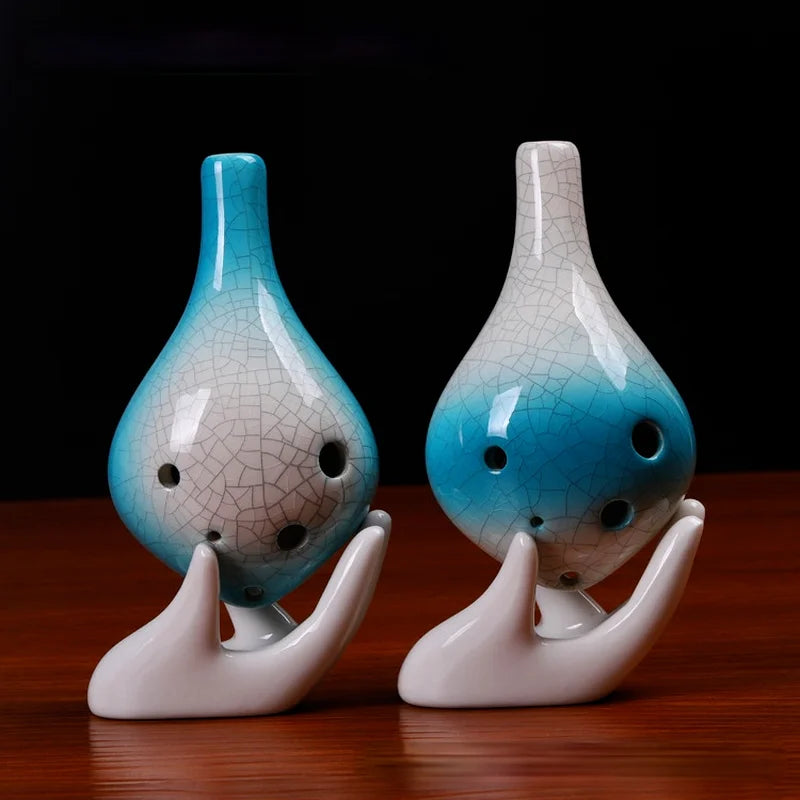 Mystic Clouds 6 Hole Alto C Ocarina Crackle Glaze