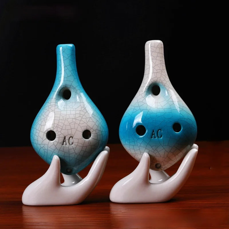 Mystic Clouds 6 Hole Alto C Ocarina Crackle Glaze