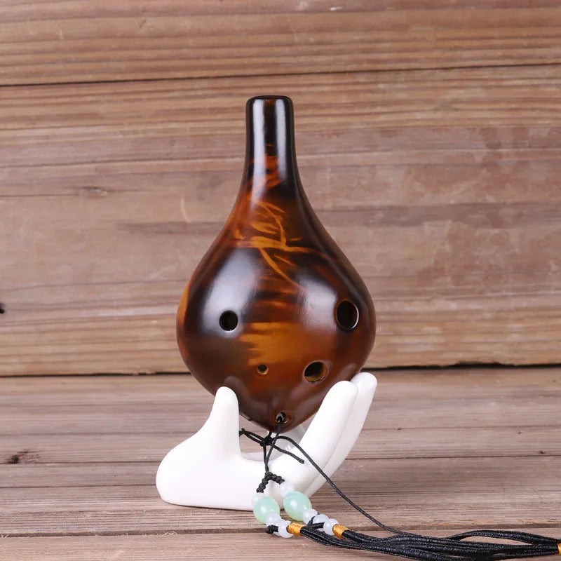 Beautiful 6 Hole Small Strawfire Ceramic Alto C Ocarina