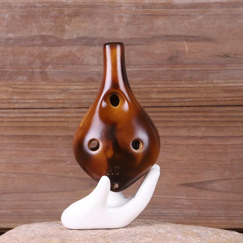 Beautiful 6 Hole Small Strawfire Ceramic Alto C Ocarina