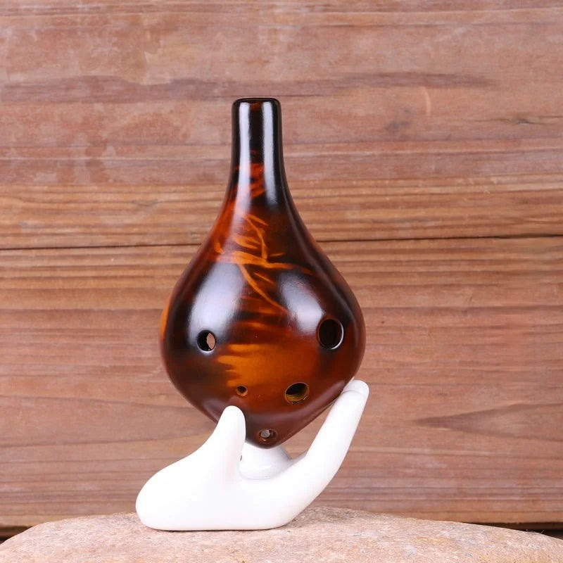 Beautiful 6 Hole Small Strawfire Ceramic Alto C Ocarina